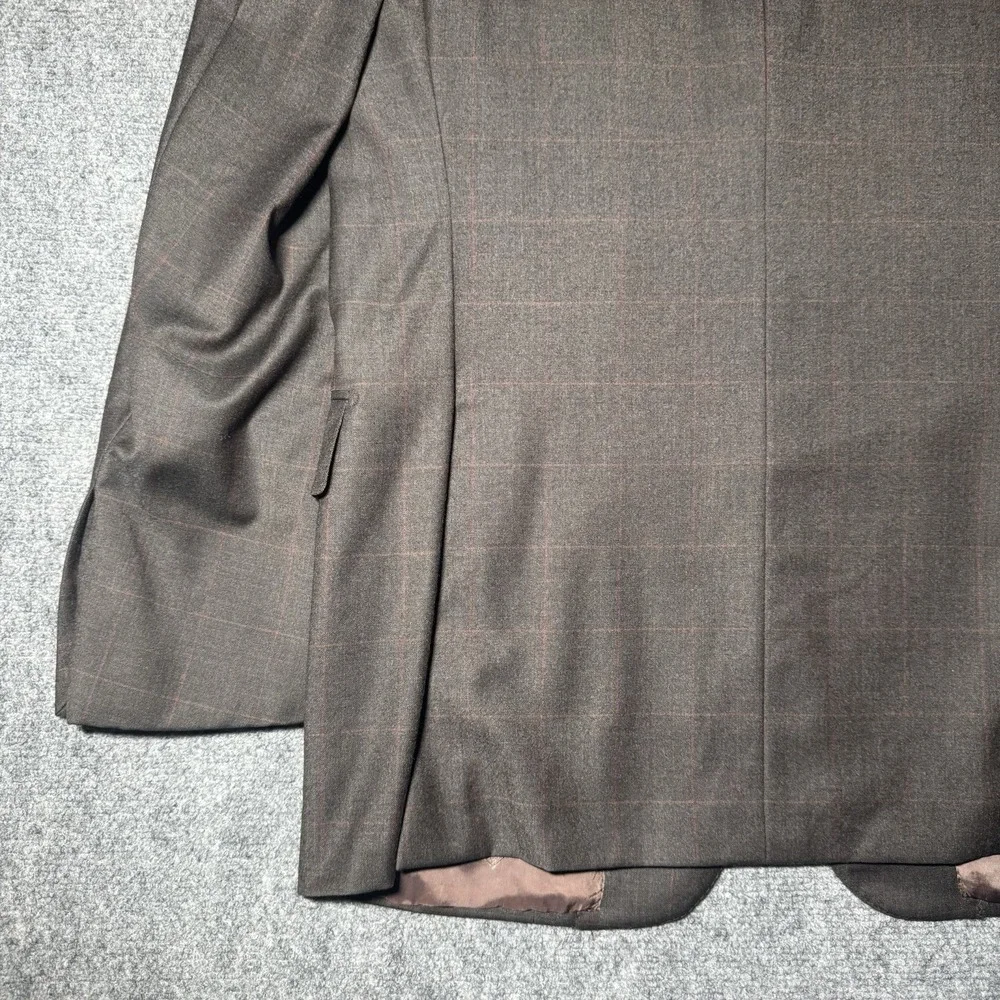 Gianluca Isaia Napoli 100% Wool Brown Windowpane Plaid Sport Coat Blazer Cary 52